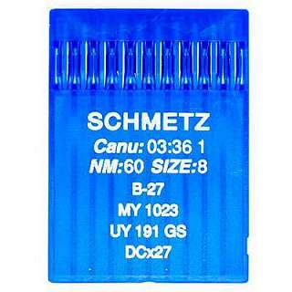 Иглы SCHMETZ B 27&nbsp;&nbsp;№ 60 (MY 1023, UY 191 GS, DCX27)