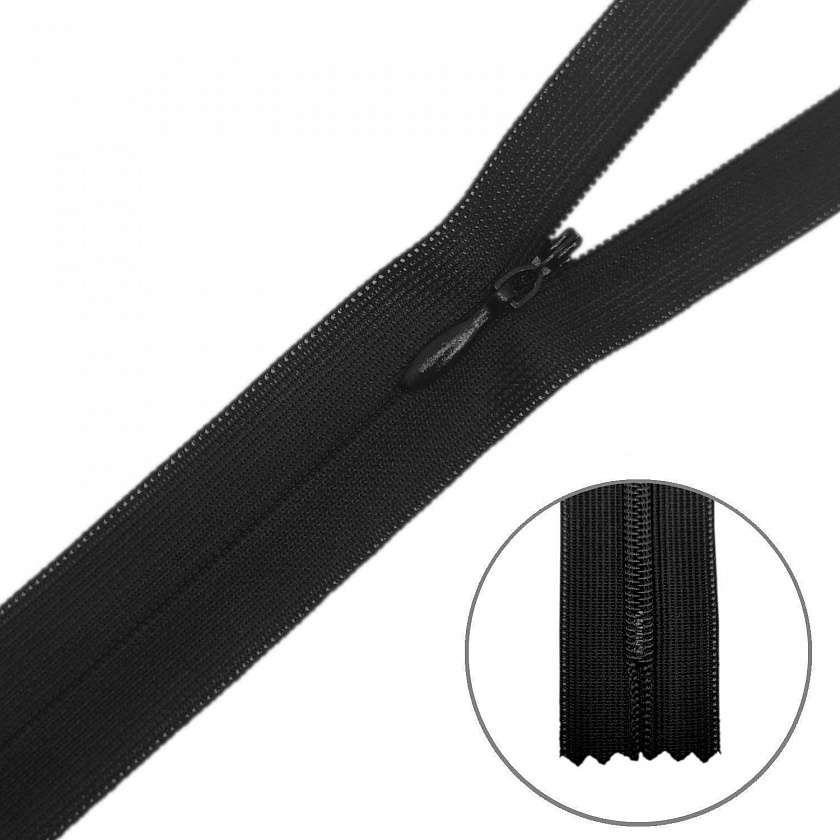 Молния потайная №3, 50см (уп. 10шт), D580 черный